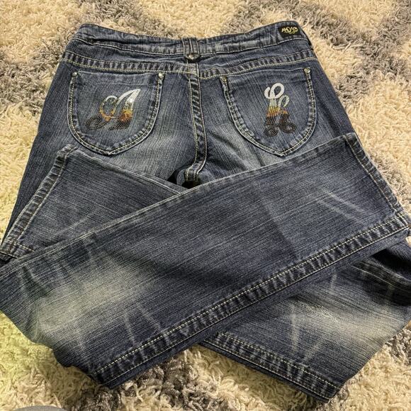 Akademiks New York Womens 32 Denim Jeans Embroidered Bling Sequins Stretch - Picture 8 of 8
